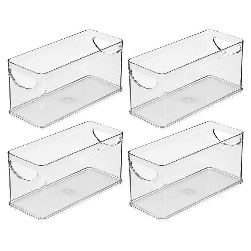iDESIGN Small Stackable Plastic Storage Bin, Clear, 4/Pack (28129M4) image 1