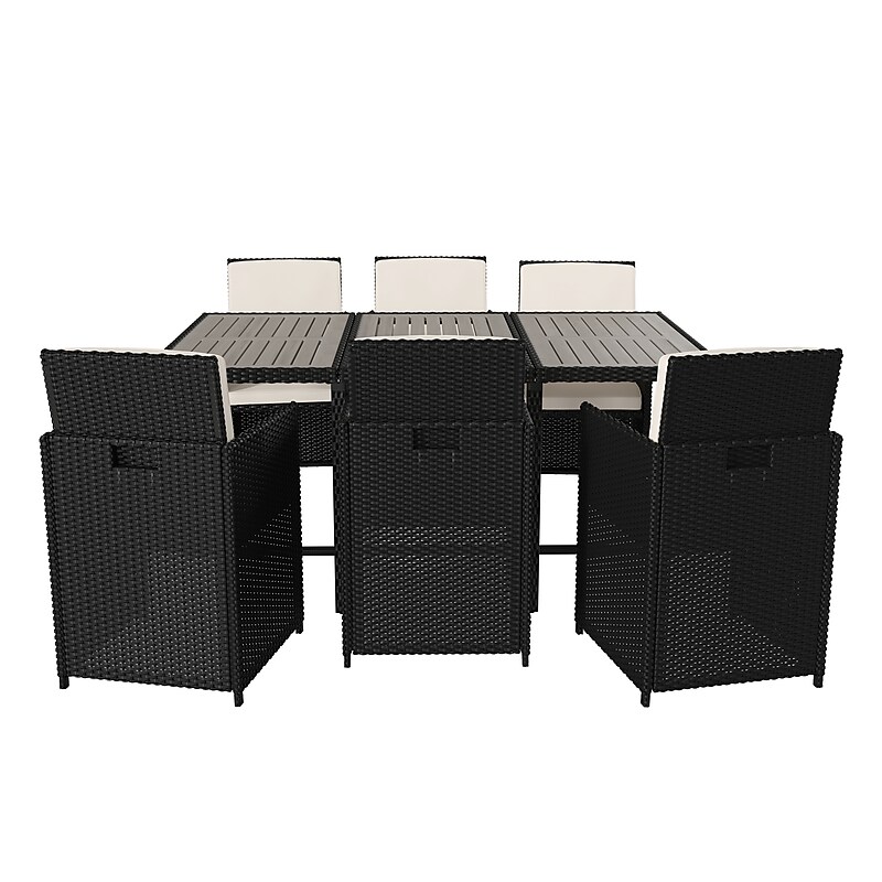 Flash Furniture Peregrine Modular Outdoor Patio Dining Set, Black/Cream/Gray, 7 Pieces/Set (TW3WBE00GY) image 1