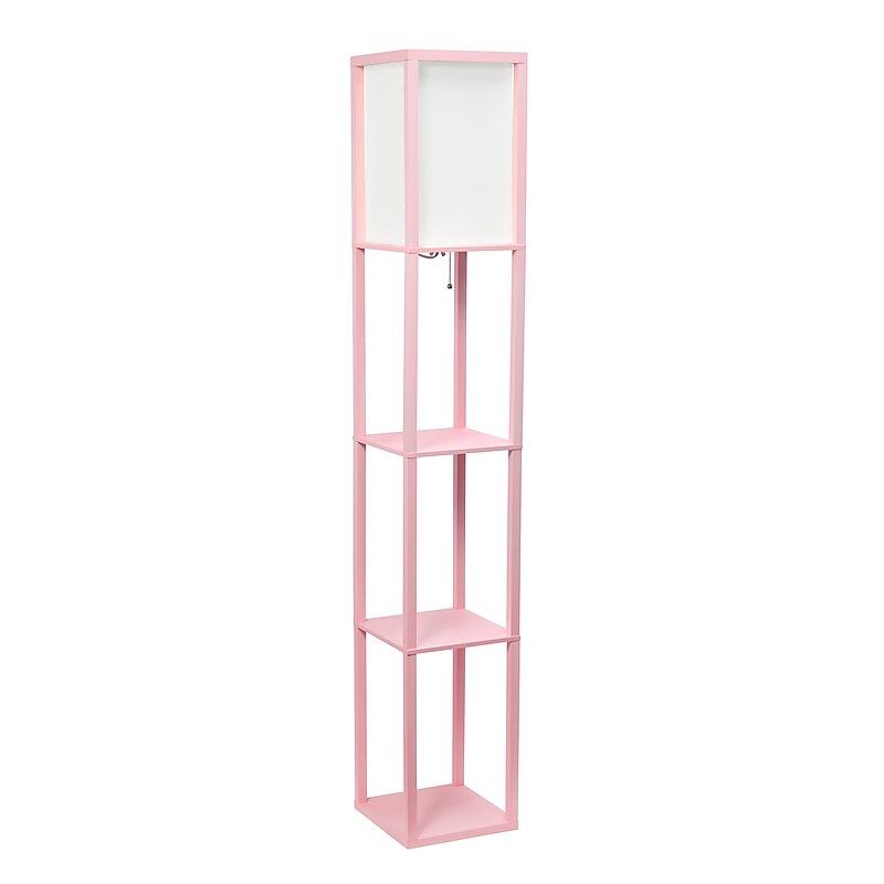 Creekwood Home Classix 62.5" 3-Tier Storage and Display LED Floor Lamp with White Linen Shade, Light Pink (CWF-3007-LP) image 1