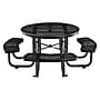 Global Industrial 46" Round Outdoor Steel Picnic Table, Perforated Metal, Black (262078BK)~#|#~C608A53A-5E9D-4039-BEA442579EF8986A_sc7