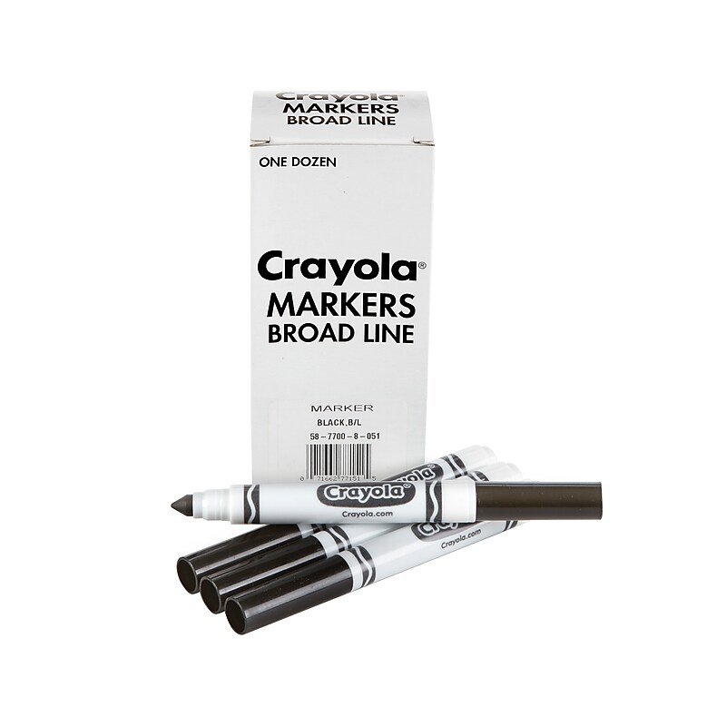 Crayola Marker, Broad Point, Black, Dozen (587700051) image 1