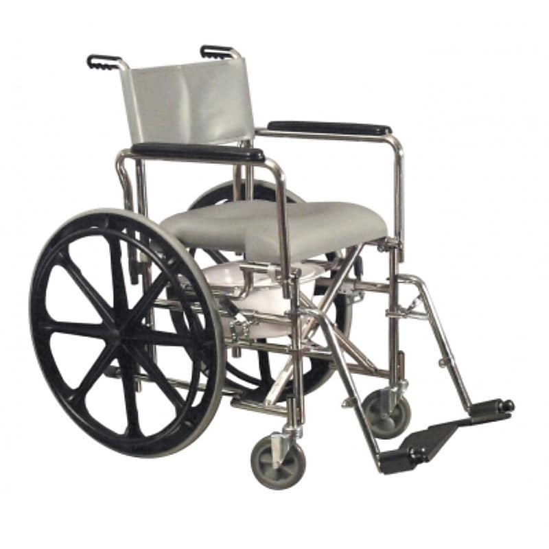 Everest & Jennings Shower Commode Wheelchair, 20" Wide 19" High Back with 24" Rear Wheel (12023110) image 1