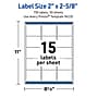 Avery Rectangle Laser Multipurpose Labels, 2" x 2-5/8", White, 750/Box (19479399290)~#|#~C61220E1-184A-4CB6-A24AE726F51E2A2A_sc7