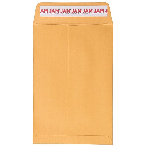 JAM Paper Self Seal Catalog Envelope, 6" x 9", Brown Kraft Manila, 100