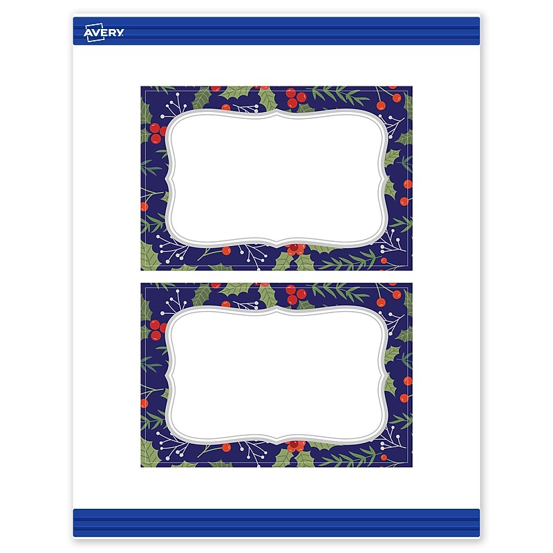 Avery Silver-Navy Matte Blank Card, White, 20/Pack (S00-FHX) image 1