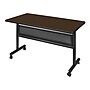 Regency Kobe Flip Top 48"W x 24"D Rectangular Training Room Table, Laminate, With Wheels, Neo Walnut (MKFTM4824NW)~#|#~C619B5C8-95AC-44F6-B85BD6A3A1400D49_sc7