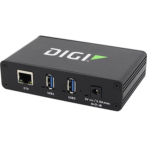 Digi AnywhereUSB Plus 2-Port USB 3.1 Hub, Black | Staples