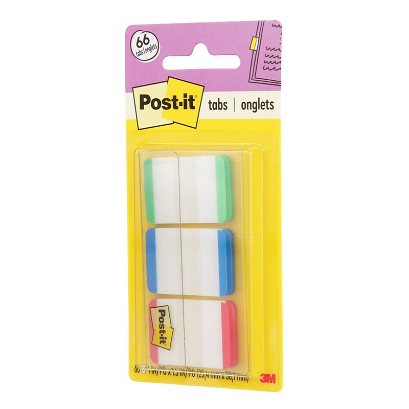 Post-it Tabs, 1" Wide, Assorted Colors, 66 Tabs/Pack (686L-GBR) image 1