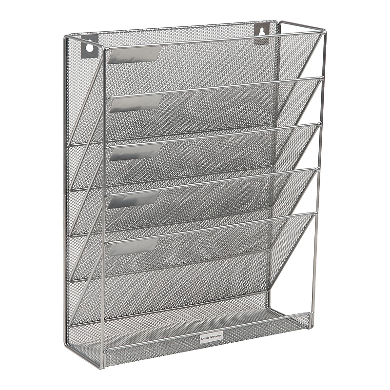 Mind Reader 5-Pocket Metal Mesh Mountable Wall File, Letter Size, Silver (MAGSTACK-SIL) image 1