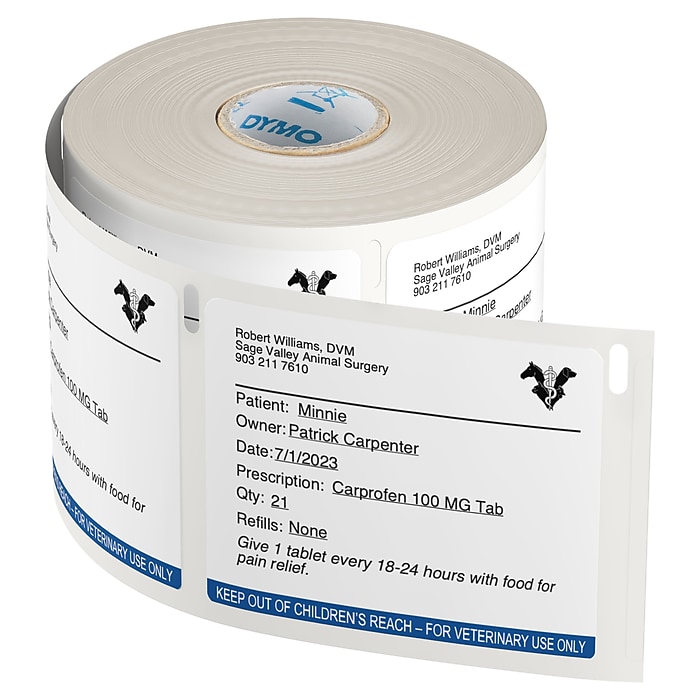 DYMO® LabelWriter™ Veterinary Prescription Labels, 2-3/4 DYMO® LabelWriter™ Veterinary Prescription Labels, 2-3/4