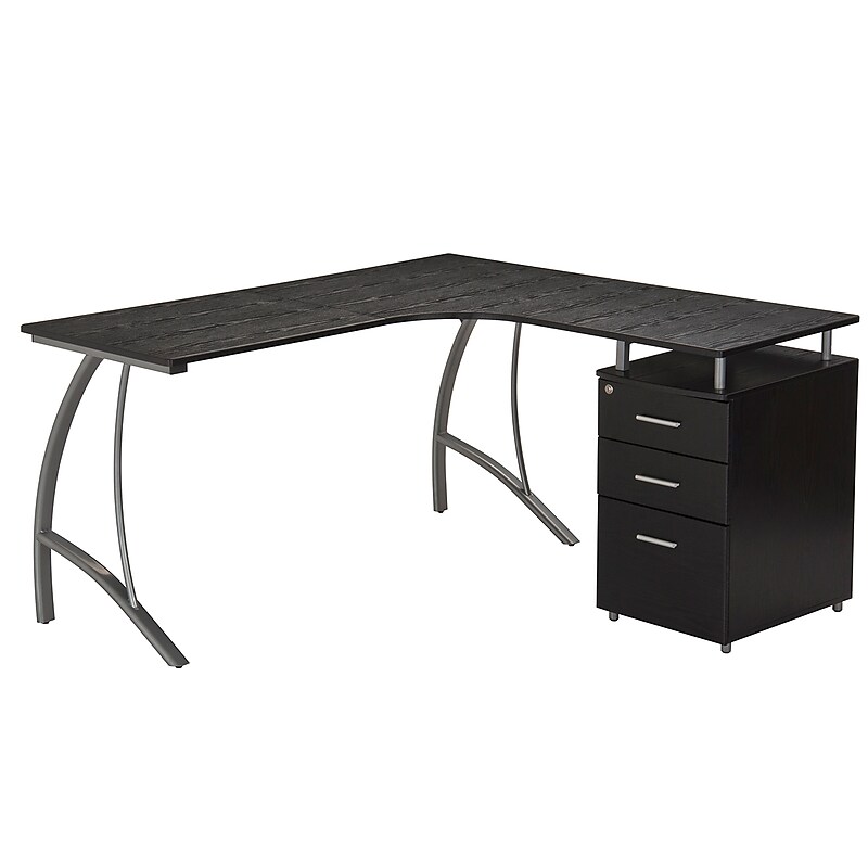 Techni Mobili Modern L-Shaped Computer Desk with File Cabinet, Espresso (RTA-4804L-ES) image 1