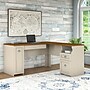 Bush Furniture Fairview 60"W L Shaped Desk with Drawers and Storage Cabinet, Antique White/Tea Maple (WC53230-03K)~#|#~C636C39F-BFB9-463C-947DB0CB2E738FBC_sc7