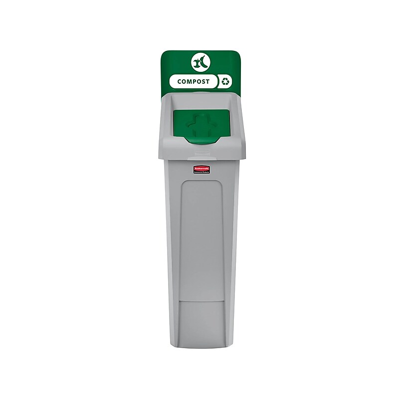 Rubbermaid Slim Jim Single-Stream Recycling Station, 23 Gallon, Gray/Green (2185051) image 1