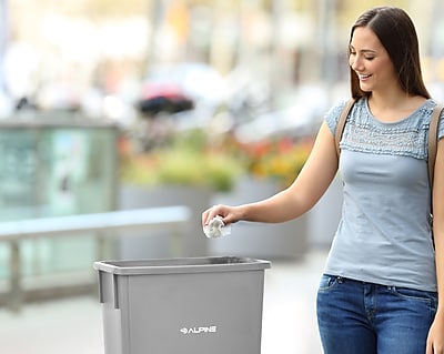 Alpine Industries Plastic Trash Can and Dolly, 23 Gallon, Gray (ALP477-GRY-PKD) Sansujyuku sansujyuku.com