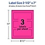 Avery Rectangle Laser/Inkjet Multipurpose Labels, 2.5" x 7", Neon Magenta (60/Pack)~#|#~C66AB3EA-F294-478F-906FC4BFDDEE2E7D_sc7