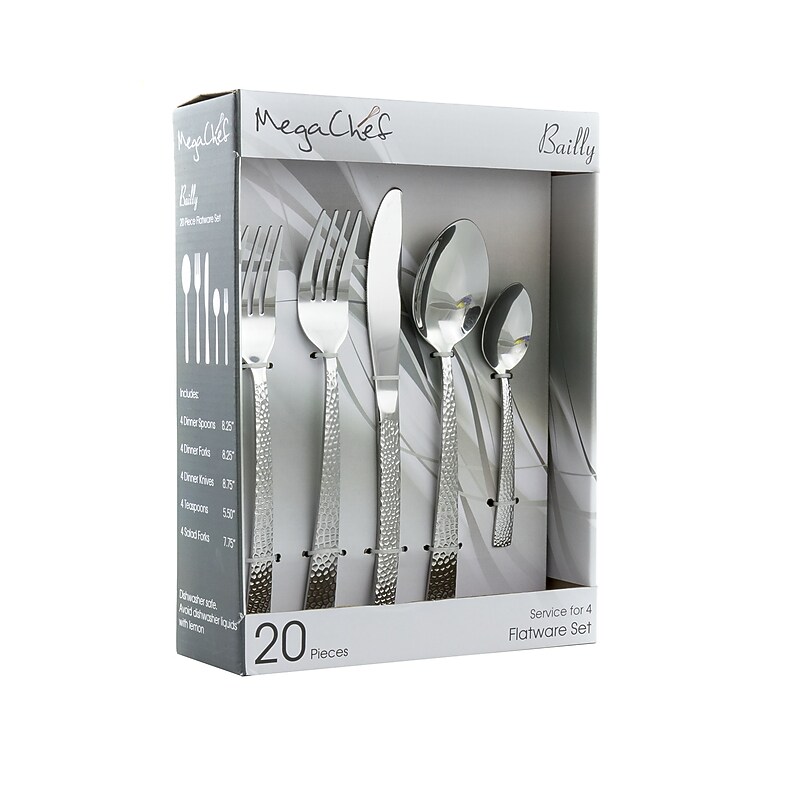 MegaChef Baily Stainless Steel Flatware Set,  20 Piece image 1