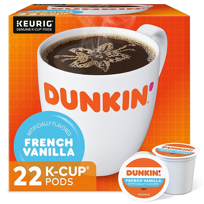 Dunkin' French Vanilla Coffee Keurig® K-Cup® Pods, Medium Roast, 22/Box (5000363272) image 1