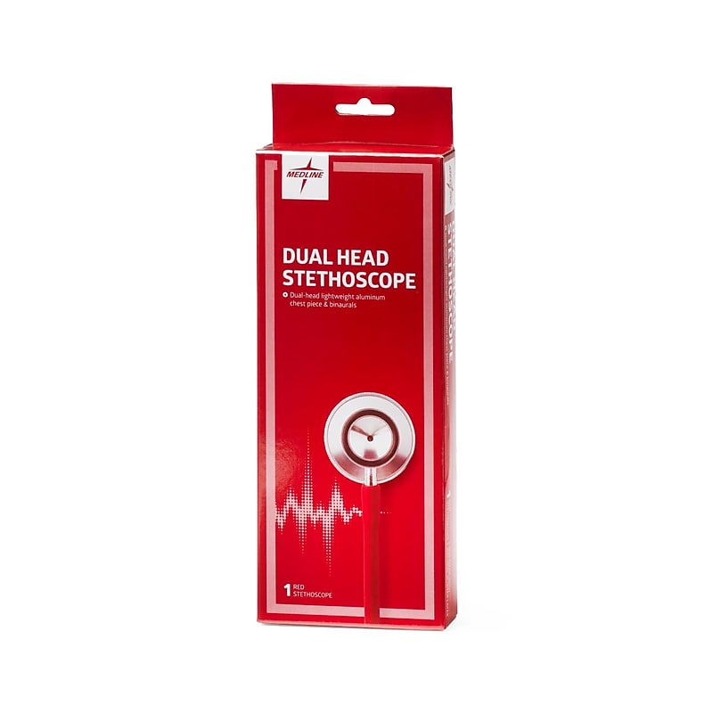 Medline Dual Head Stethoscope, Red (MDS926206) image 1