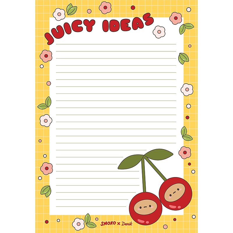 Denik Tayto Cherry Notepad, 5.25" x 8.25", Multicolor, 64 Sheets/Pad (NP1911) image 1