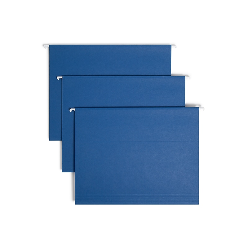 Smead Hanging File Folders, 1/5-Cut Adjustable Tab, Letter Size, Navy Blue, 25/Box (64057) image 1