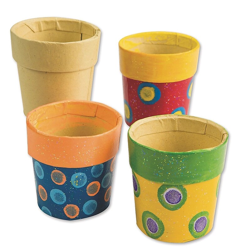 S&S Worldwide Paper Mache Mini Pots, 12/Pack (PS1213) image 1