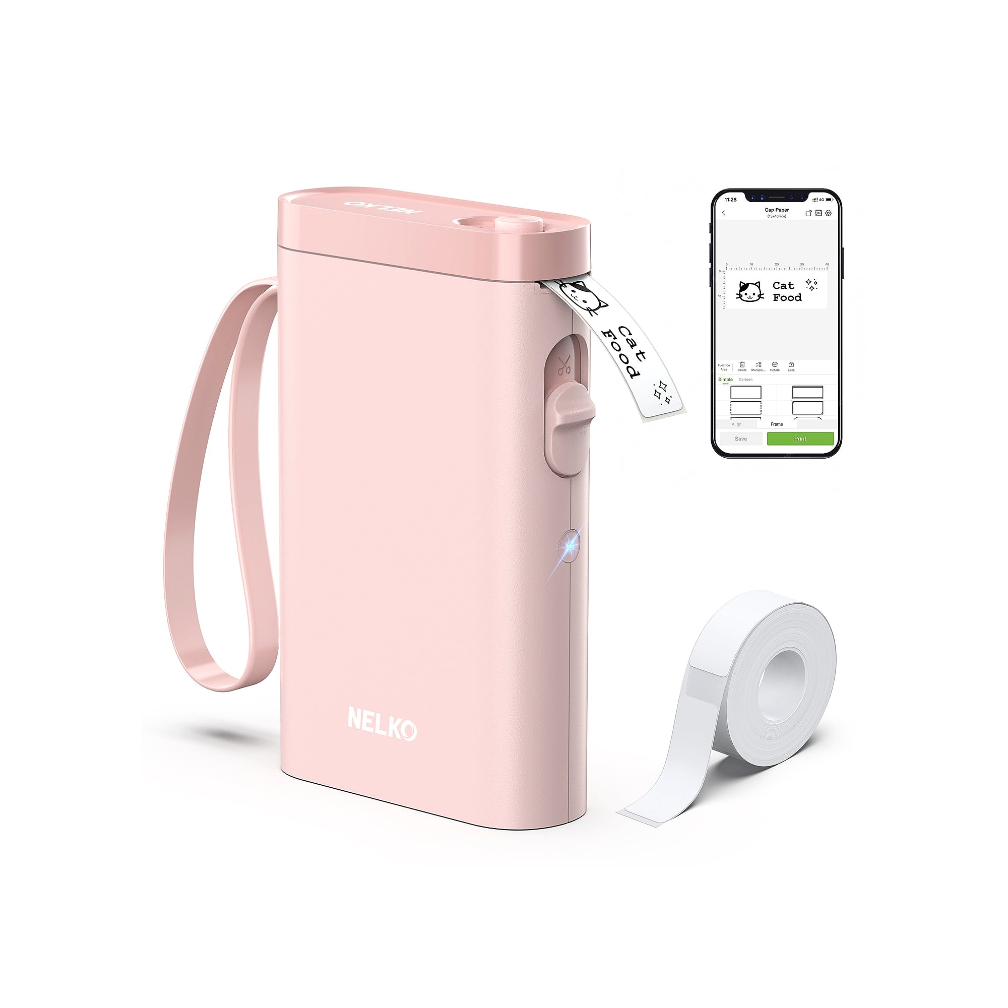 Nelko P21 Portable Bluetooth Thermal Label Printer, Pink (P21PK-1440WH-1R) Sansujyuku sansujyuku.com