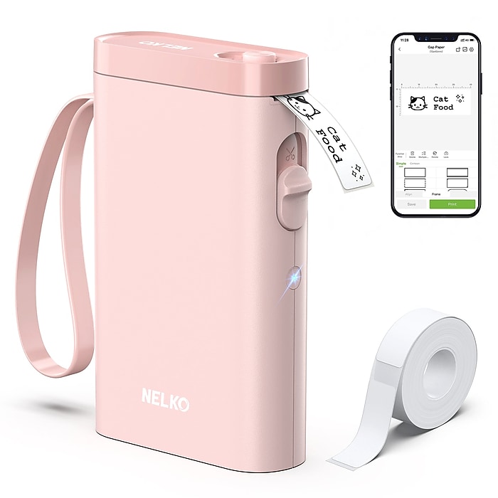Nelko P21 Portable Bluetooth Thermal Label Printer, Pink (P21PK