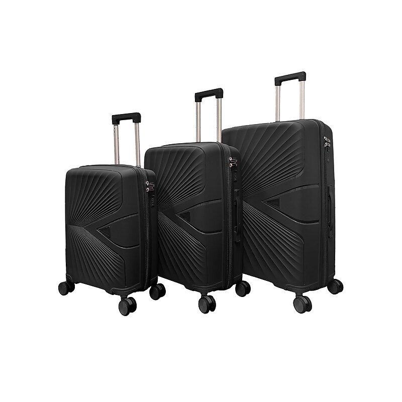 Tucci SICUREZZA 3-Piece Hardside Spinner Luggage Set, Black (T0726-03PC-BLK) image 1