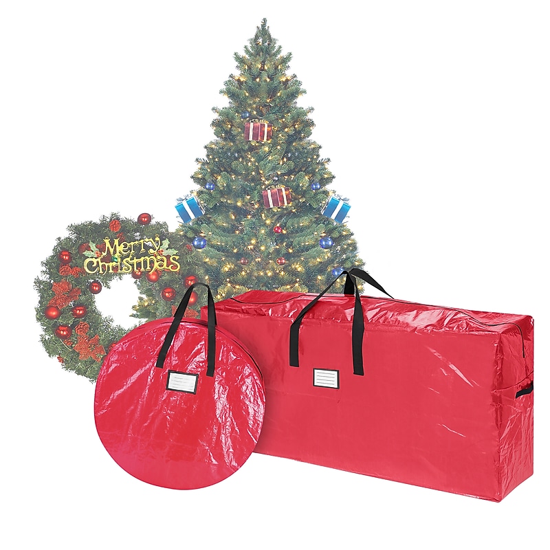 Elf Stor Christmas Tree & Wreath Storage Bags Set, Red (83-DT5523) image 1