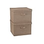 Household Essentials Medium Stackable Folding Fabric Square KD Storage Box, 10" x 15"x 15", 39 Qt., Beige, 2/Pack (7817-1)~#|#~C69312E4-9833-400B-9A97930A6E250AAE_sc7