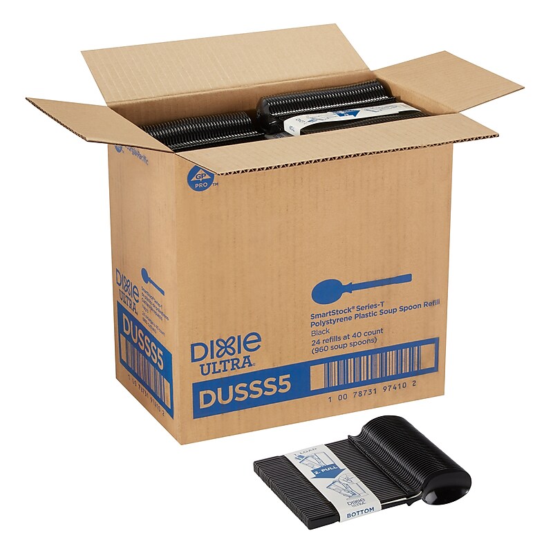 Dixie Ultra SmartStock Series-T Polystyrene Soup Spoon Refill, Black, 960/Carton (DUSSS5) image 1