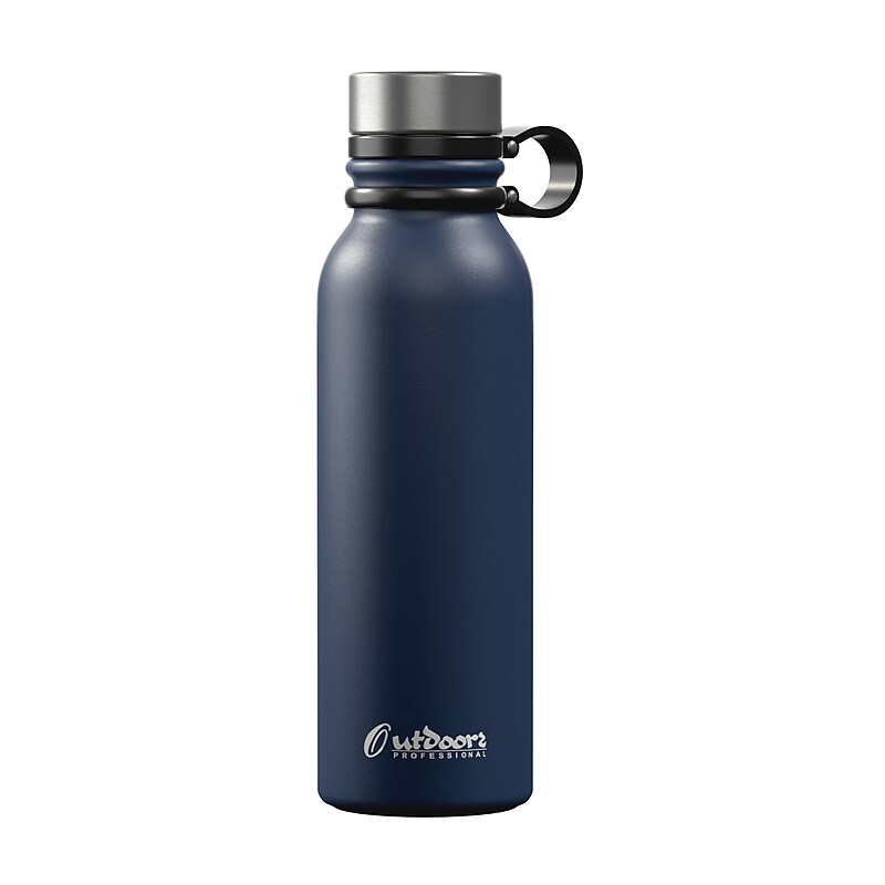 Outdoors Professional Stainless Steel Double-Walled Vacuum-Insulated Travel Bottle, 20 oz., Navy Blue (OUTD9263) image 1
