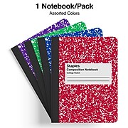 Staples® Composition Notebook, 7.5" x 9.75", College Ruled, 80 Sheets, Assorted Colors (ST55063D)