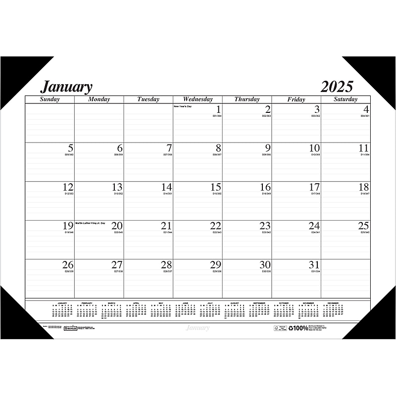 2025 House of Doolittle Economy 18.5" x 13" Monthly Desk Pad Calendar, White/Black (012402-25) image 1