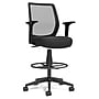 Staples Essentials Fabric Drafting Stool with Backrest and Footrest, Black (UN59384)~#|#~C6B7AF7E-BACB-4858-AC602EF8ADF08E74_sc7