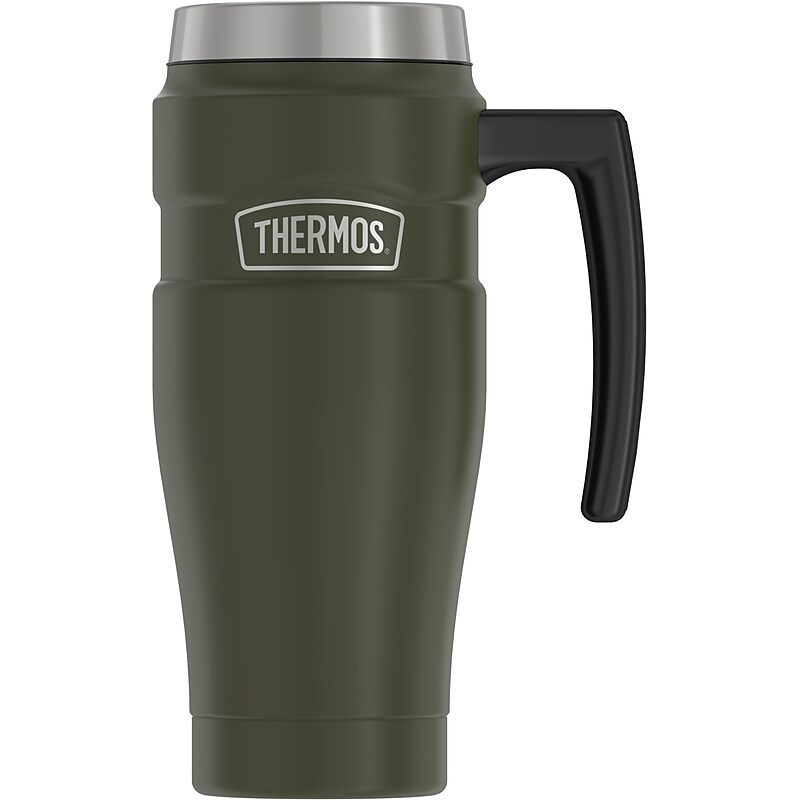 Thermos King Stainless Steel Vacuum Insulated Travel Mug, 16 oz., Army Green (EASK1000AG4) image 1
