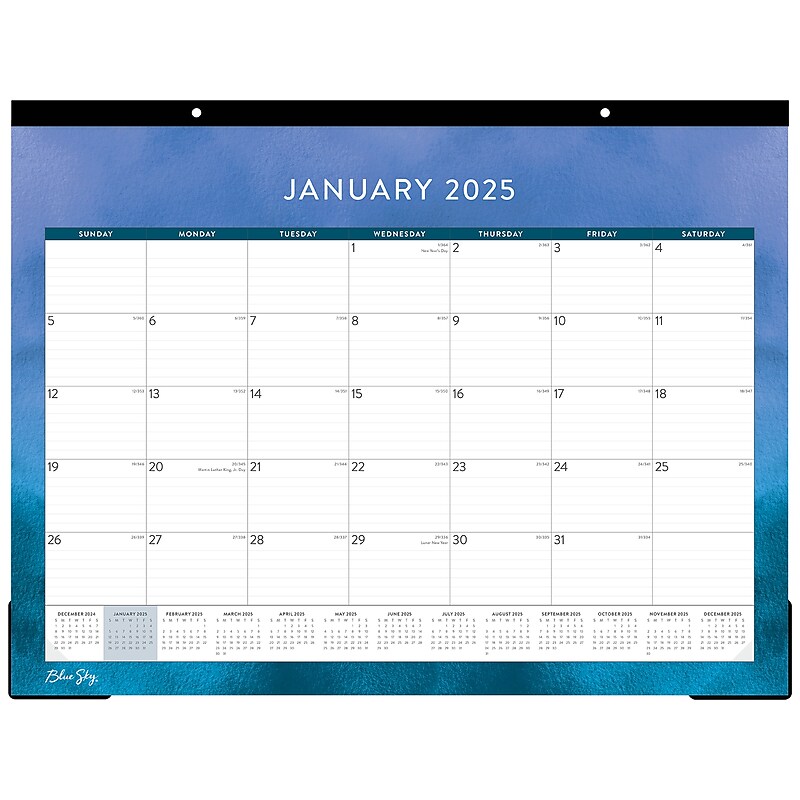 2025 Blue Sky Savoy Cool 22" x 17" Monthly Desk Pad Calendar, Blue (152490) image 1