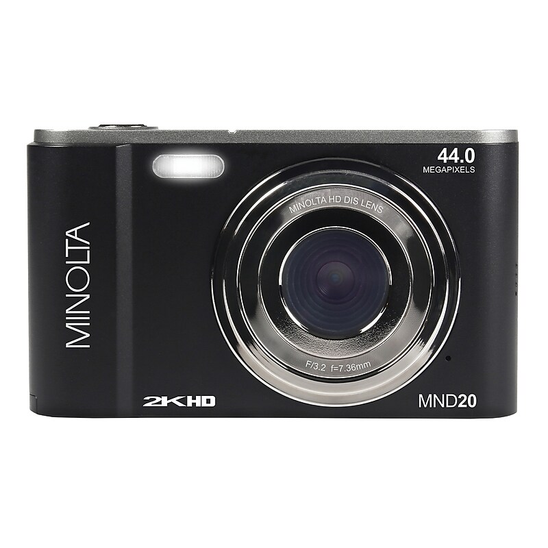 Minolta MND20 44 MP/2.7K Quad HD Digital Camera, 16x Digital Zoom, Black (ELBMND20BK) image 1