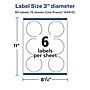 Avery Laser/Inkjet Waterproof Round Multipurpose Labels, 3" Dia., White, 90 Labels/Pack (94513)~#|#~C6C6B9F7-F4B0-45AA-93B3E24620D10860_sc7