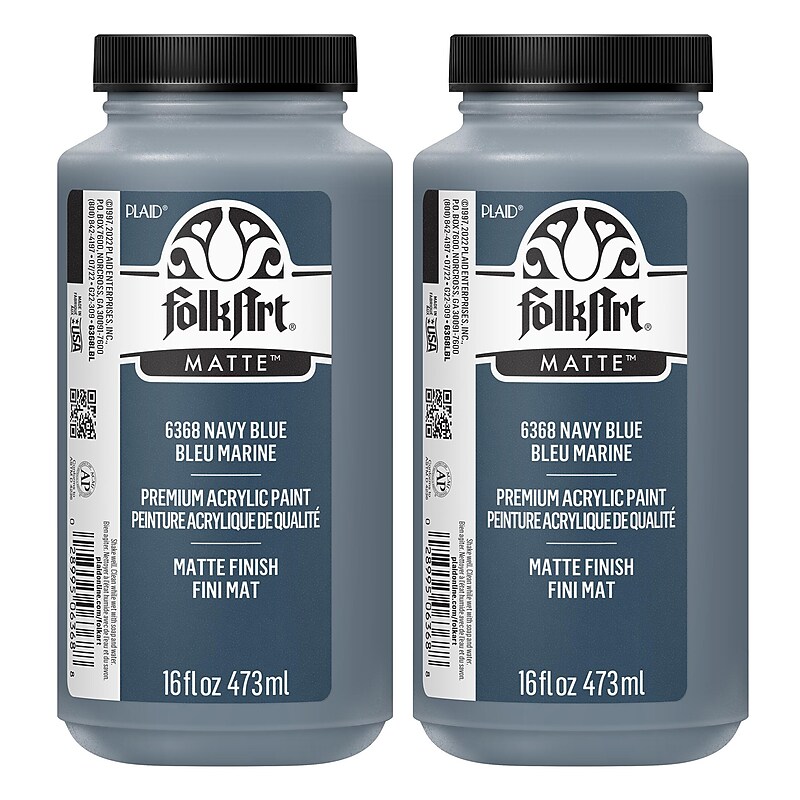 FolkArt Acrylic Paint Matte, 16oz., Navy Blue, 2/Pack (FLK6368-2) image 1