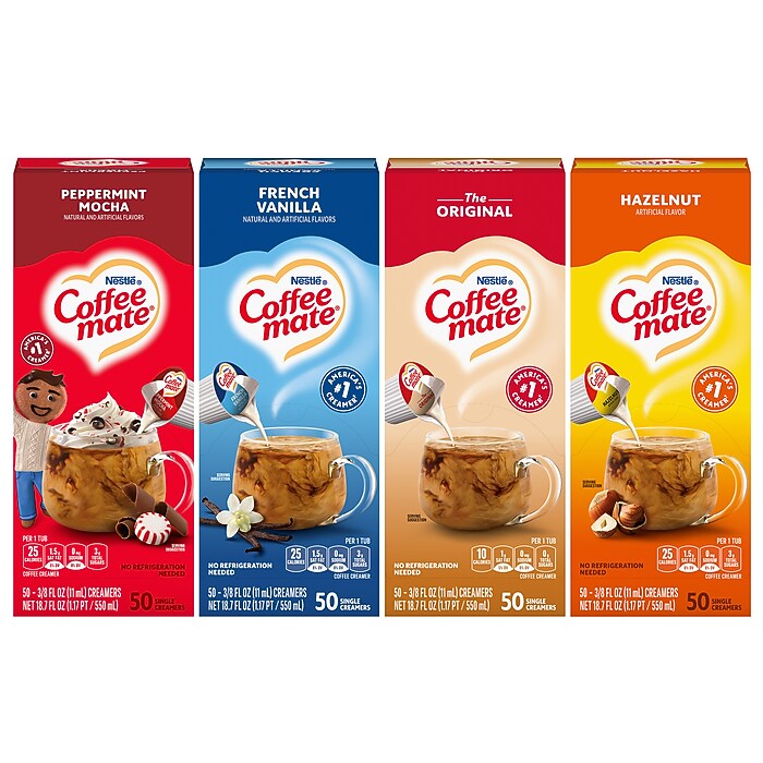 Coffee mate Variety Pack Singles Original Liquid Creamer, 4/Pack