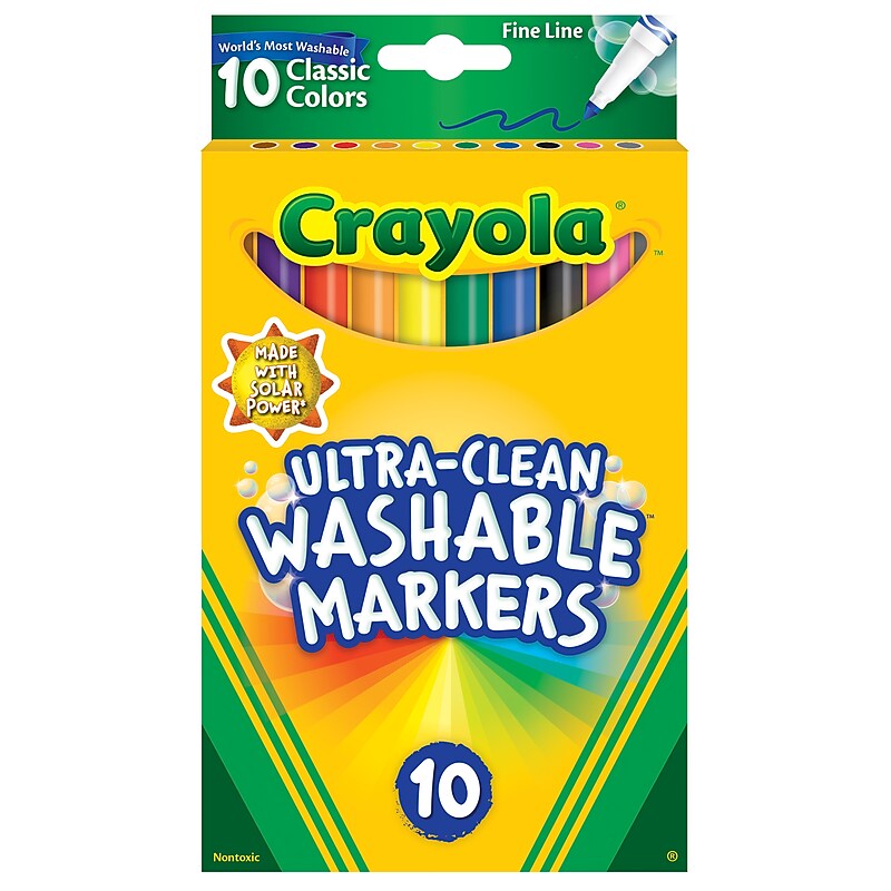 Crayola Ultra-Clean Washable Kids Marker, Fine Tip, Assorted Colors, 10/Pack, 8 Packs/Bundle (BIN587851-8) image 1