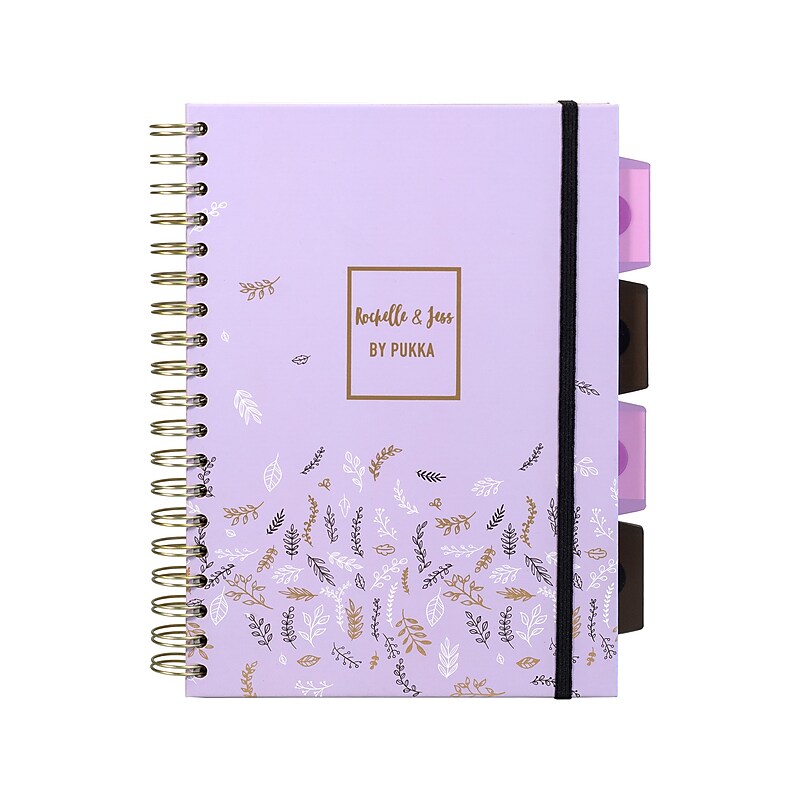 Pukka Pad Rochelle & Jess 5-Subject Notebook, 7.5" x 10", Graph-Ruled, 100 Sheets, Lilac, 3/Pack (9917-ROC) image 1