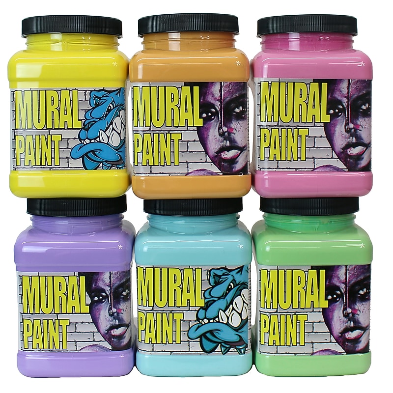 Chroma Mural Acrylic Paint Jar, Assorted Colors, 16 oz., 6/Set (CRM2893) image 1