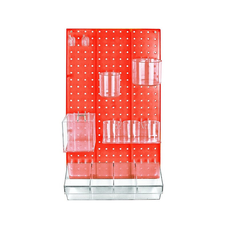 Azar 22" x 13.5" 12-Piece Pegboard Organizer Kit, Red (900942-RED) image 1