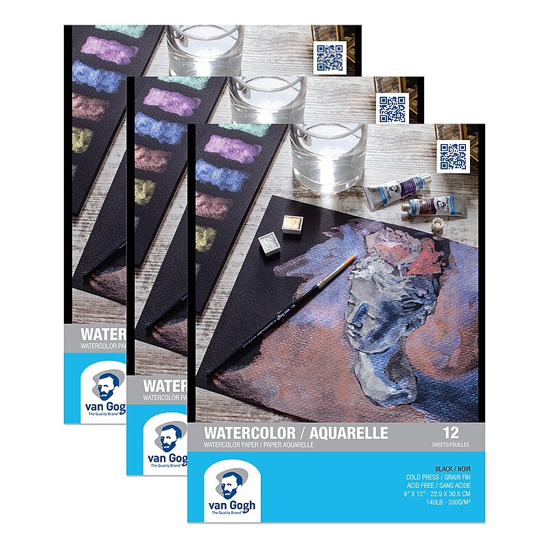 Van Gogh 9" x 12" Watercolor Sketch Pad, 12 Sheets/Pad, 3/Bundle (VNG94178016-3) image 1