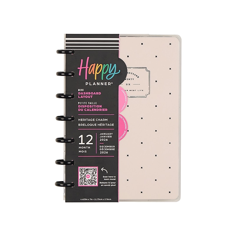 2026 Me & My Big Ideas Happy Planner 5.75" x 1" Calendar Year Weekly & Monthly Standard Planner, Plastic Cover (PD0109M007) image 1