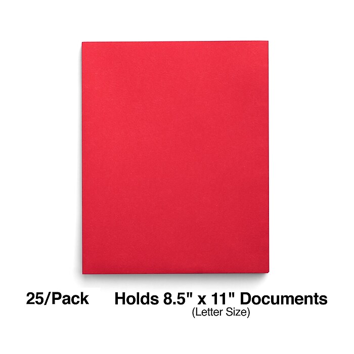 Staples Smooth 2-Pocket Paper Folder, Red, 25/Box (27532-CC) | Staples