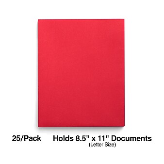 Staples Paper 2-Pocket Folders, Red, 25/Box (50752/27532-CC)