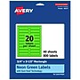Avery Laser/Inkjet Multipurpose Rectangle Labels, 0.75" x 3.5", Neon Green, 800/Pack (94217)~#|#~C70CADA3-5F12-4E4E-B7FADB190F5DBC03_sc7